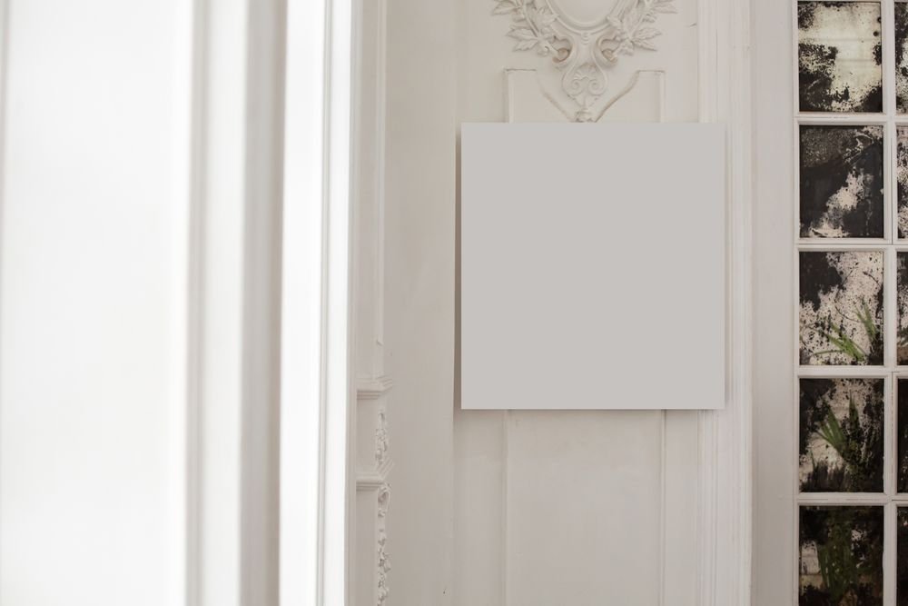 Blank poster on a wall mockup